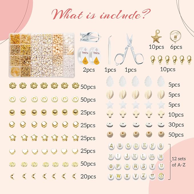 Lynnmos Clay Beads Bracelet Making Kit - 15000 Pcs, 6mm Heishi Disc Beads - DIY Jewelry Making Kit with 2 Boxes, Charms, and Gift Pack for Creative Designs and Crafting Fun