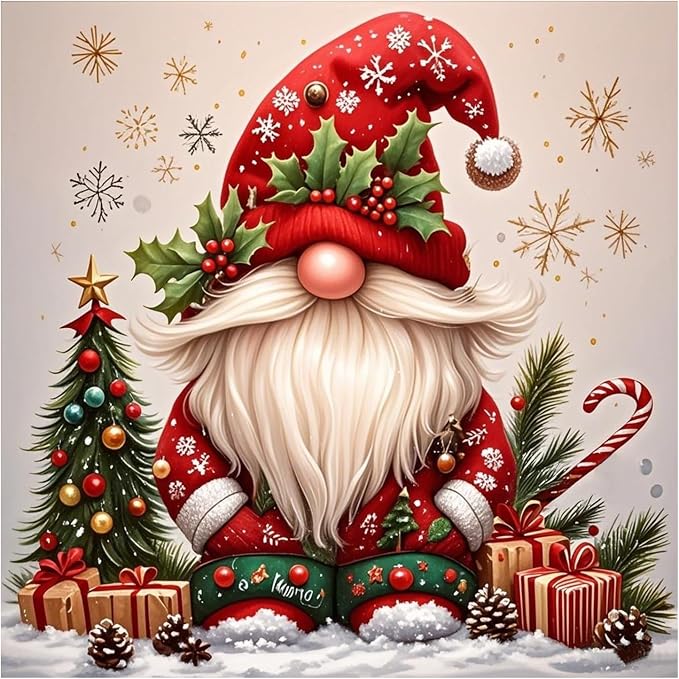 CRZMODE Christmas Paint by Numbers Kit for Adults, Gnome Paint by Numbers for Adults, Acrylic Painting Crafts for Home Decor Gift (16x16inch)