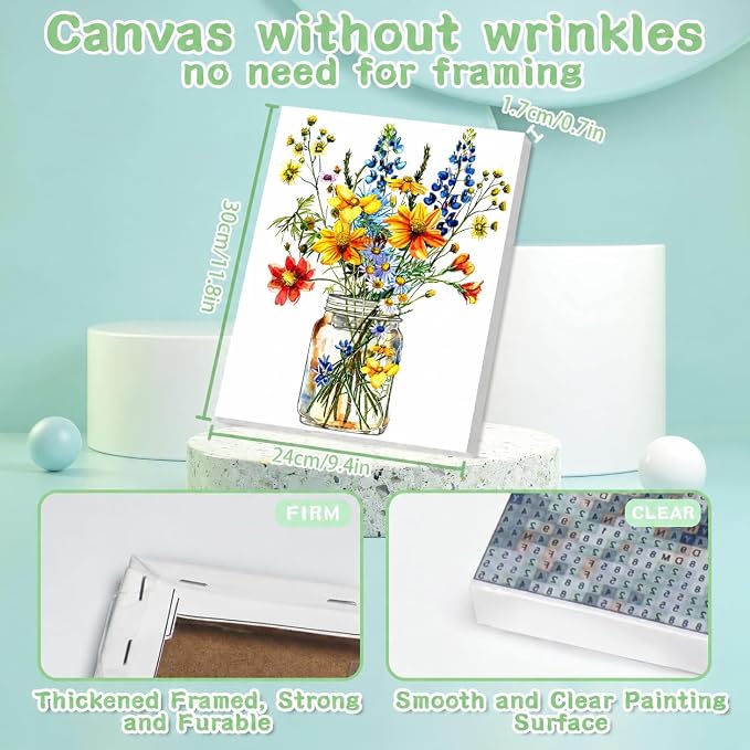 Wild Flowers Diamond Art Kits for Adults with Frame,5D Diamond Painting Kit