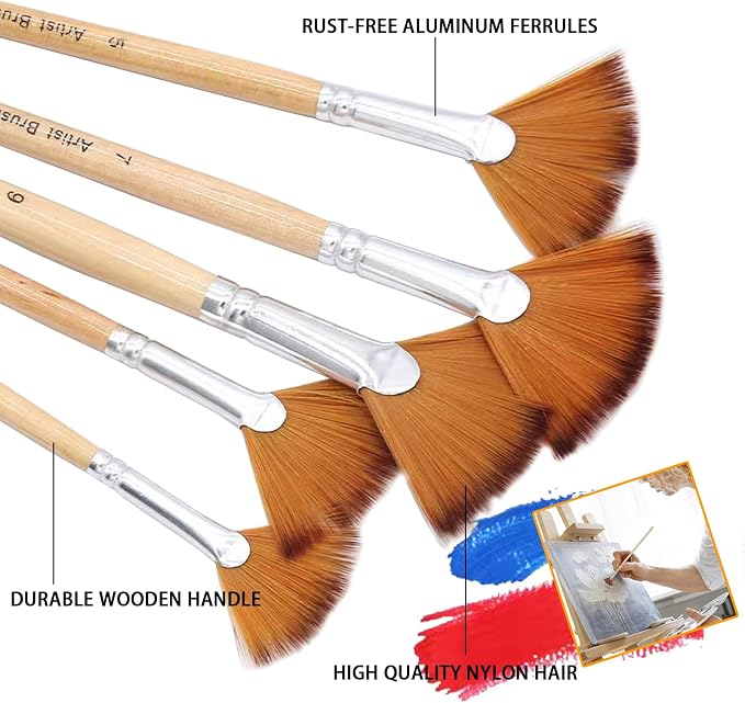 33 Pieces Paint Brush Set, Artist Series, Nylon Bristles with Round, Filbert, Flat, Fan, Angle, Detail Brush, Palette Knife,Suitable for Artists and Beginners for Acrylic Painting, Oil, Watercolor..