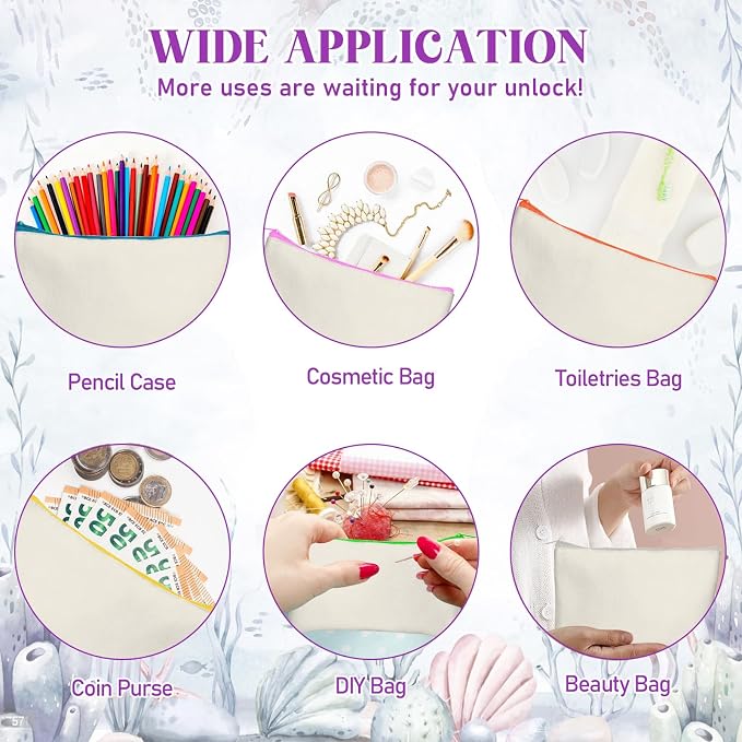Legigo Blank Canvas Bags Zipper Pouch Makeup Bags Pencil Pouch Bulk | Multi-Purpose, Sturdy Canvas Pouch with Zipper, Cosmetic Travel Toiletry Bag for DIY Crafts, Gifts & Storage, 8.3 x 5 Inch