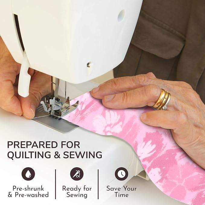 Tinyspool & Co.'s Twirlie Roll 40 Precut Quilting Fabric Strips for Quilting Supplies, Crafting, Sewing, Soft Cotton Strip for Blanket, Rug, Upholstery, Home Decor, and Purse Making, Potter’s Pink