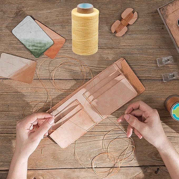 284Yards Leather Sewing Thread Waxed, Waxed Polyester Cord, Wax String | Waxed Thread for Bookbinding, Upholstery Thread Heavy Duty, Wax String for Leather Craft DIY/Bookbinding/Shoe Repairing