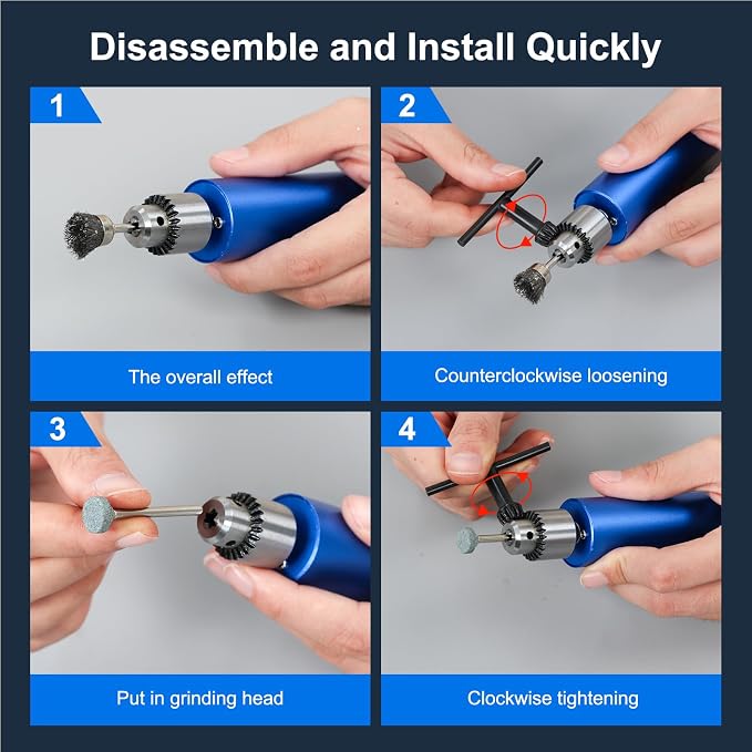 Resin Polishing Kit, Winartton Rotary Tool Kit for Resin Molding, Manicure, Wooden DIY Crafts, Electric Resin Drill (Blue)