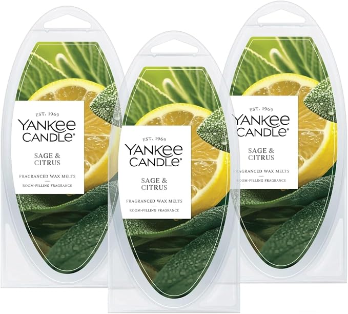 Yankee Candle Scented Wax Melts for Wax Warmers, Candle-Wax Melts Refills, Long Lasting Home Fragrance, Sage & Citrus, 6 Count (Pack of 36)