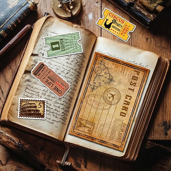 48Pcs Vintage Clear Stamps and Dies for Card Making Postcards Postmarks Labels Rubber Clear Stamps Retro Template for Album Paper Scrapbooking Photo Journal DIY Crafting