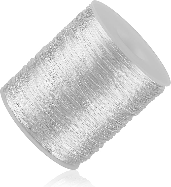 White Nylon String Cord - 1 MM 100 Yards Braided Ornament String, Nylon Twine Thread for Bracelet Making, Necklace Jewelry Thread Clay Bead Cord for Crafts Bracelets, Macrame Beading