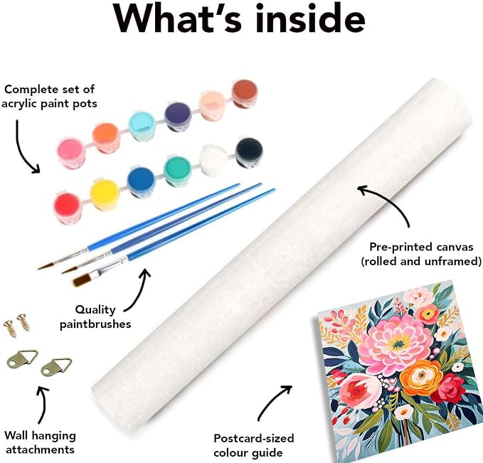 YarnMate Flowers Paint by Numbers Kit for Adults - Flowers in Vase Paint by Number on Canvas Without Frame, DIY Acrylic Painting for Gift Home Wall Decor (16x20 Inch)