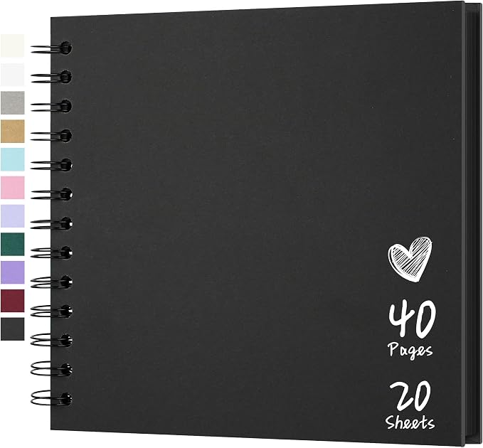 Scrapbook Photo Album 7"x7" 20 Sheets 40 Pages Hardcover Kraft Paper Khaki