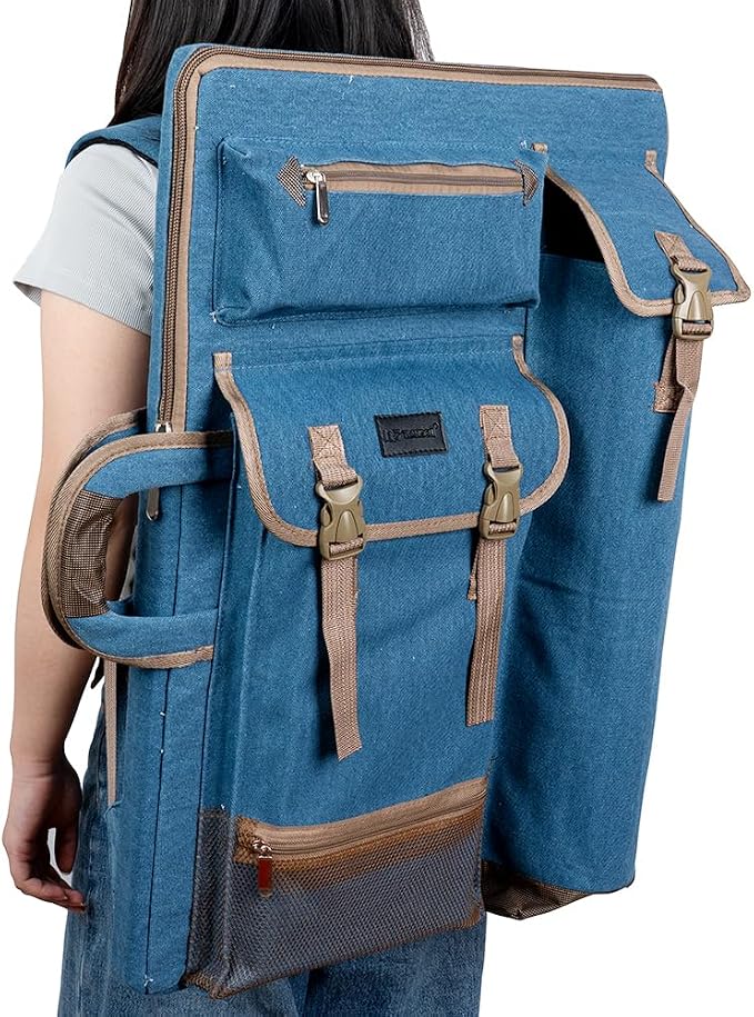 TRANSON Art Portfolio Case Artist Backpack Canvas Bag Large 26” x 19.5”