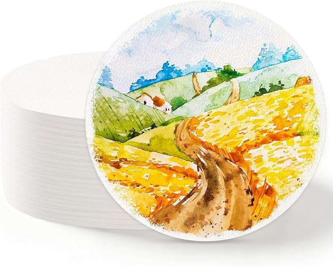 80 Sheets Round Watercolor Paper, 6 Inch, 110 Lb/230 GSM, White