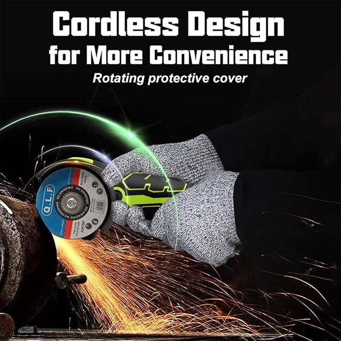 ZFULVO Cordless Brush Angle Grinder Kit, 19500rpm Mini Electric Angle Grinding Tool with 2pcs 16.8V 2000mAh Batteries and 6-Cutting Discs, Grinder Handheld Cutter for Metal Wood