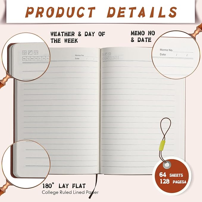 PerKoop 24 Pcs A5 PU Leather Notebooks for Back to School,Morandi Color