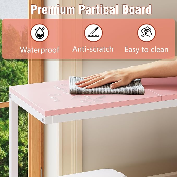 VENNQD Stand Compatible with Cricut Maker and Cricut Explore Air Series Stand Legs for 2 Cricut Machines Fully Open 2 Tier Desktop Craft Accessories Storage Organizer (Light Pink)