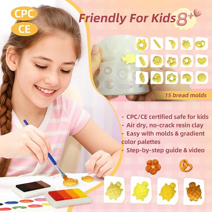 iLAND Craft Sets for Girls Ages 8-12 Creative Clay Bakery Crafting Kit, Fun DIY Arts and Crafts for Kids 8-10, Family Game Night Activities, Cute mini food Tween Girl Toy Birthday Gifts for 9 Year Old