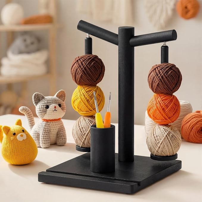 Hangerspace Wooden Yarn Holder for Crocheting and Knitting