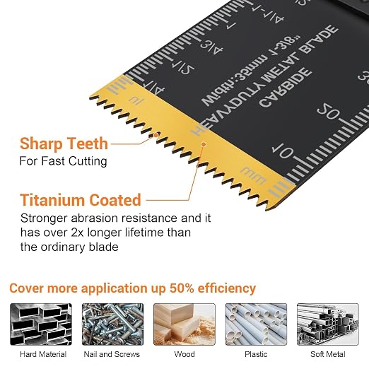 PECHAM 128PCS Oscillating Tool Blade, Wood Metal Cutting and Sandpaper Oscillating Tool Accessories with Titanium Quick Tooth Japanese Tooth Multitool Blade Fit More Oscillating Tools