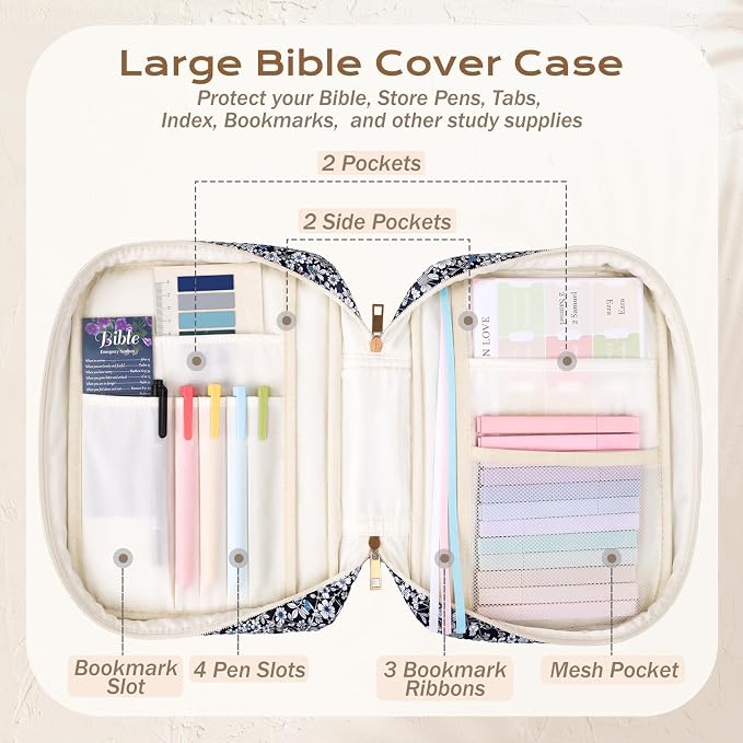 XKDOUS Bible Cover Case for Women Bible Bag Journaling Kit w/Study Supplies