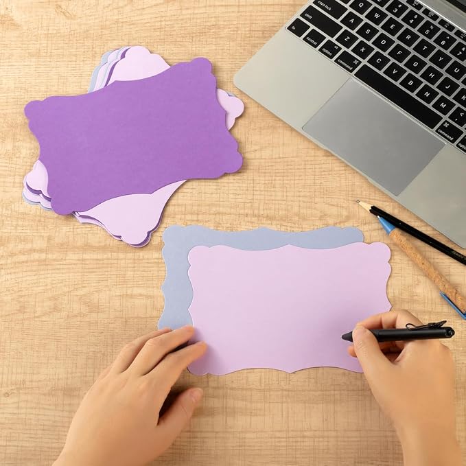 50 Pack Blank Kraft Greeting Cards, Purple, 5 Colors, 5x7IN