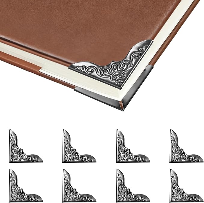 100pcs Metal Book Corner Protectors,Black Decorative Scrapbooking Photo Mounting Corners, Paperbacks Book Edge Protectors Picture Frame Crafting DIY Crafts, Journal Album Edge Guards