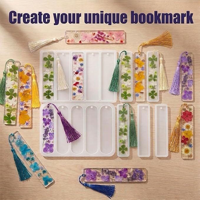Bookmark Resin Molds Silicone,Set of 15-Cavity Bookmark Making Kit