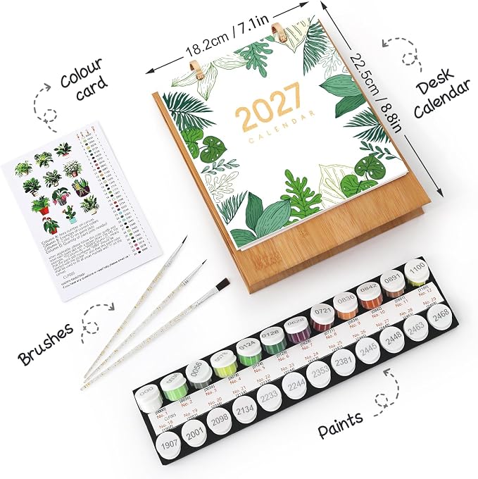 Lnjsipam Paint by Numbers Calendar 2027 - Plant Paint with Number for Gift | Plant Paint by Numbers Calendar, Easy DIY Calendar, Unique Gift for New Year, Plant Paint by Number Kit for Adults