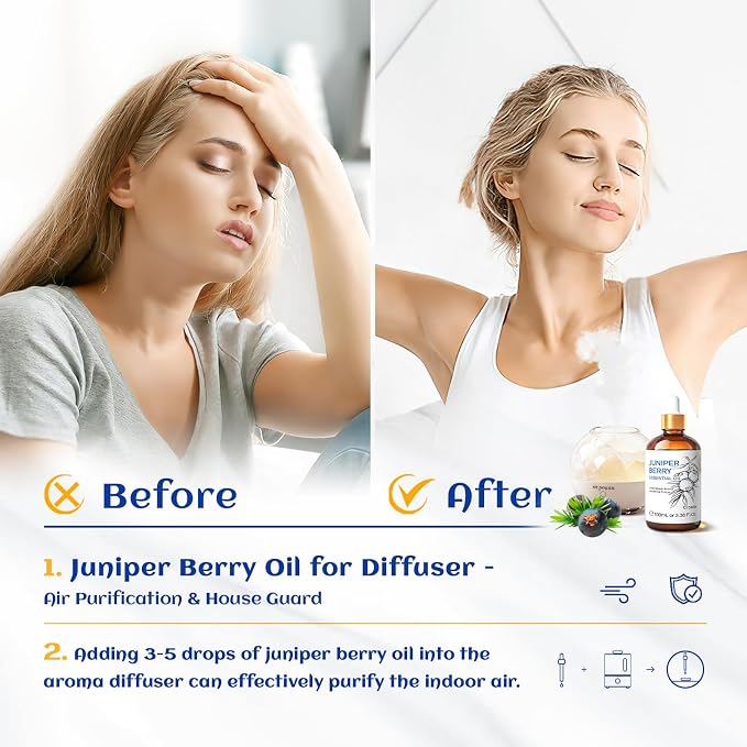 HIQILI Juniper Berry Essential Oil for Aromatherapy,Hair & Skin Care