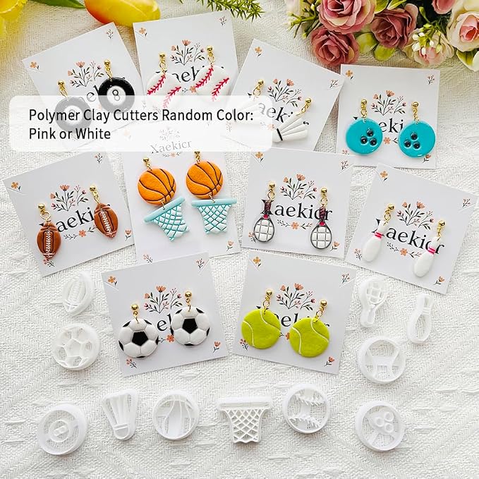 Sports Polymer Clay Cutters Set – Molds, Clay Cutters for Polymer Clay, Clay Earring Tools
