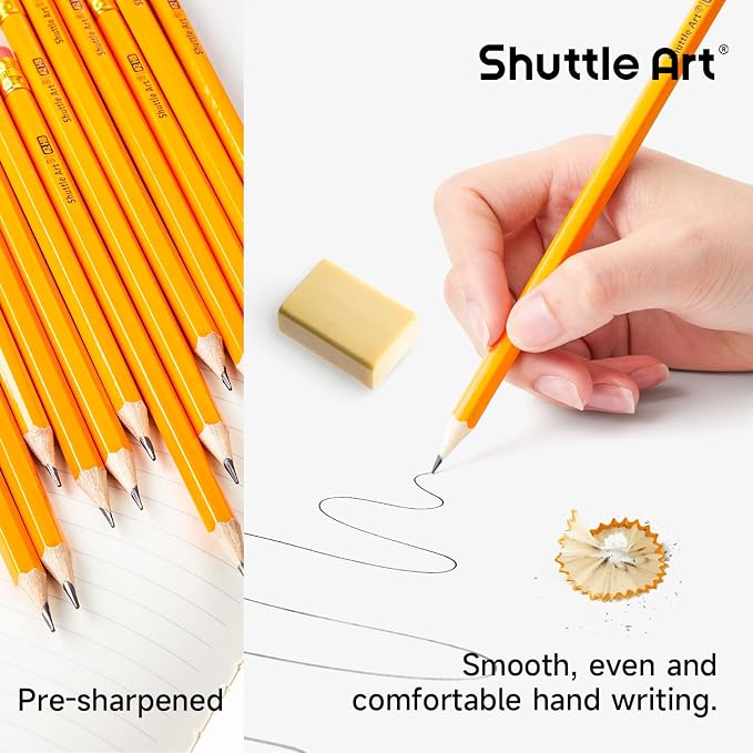 Shuttle Art 480 Pack #2 HB Pencils Pre-Sharpened, Bulk Pencils with Erasers