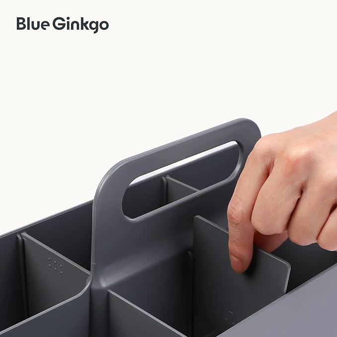 BLUE GINKGO Stackable Organizer Caddy, Long, Grey, Made in Korea