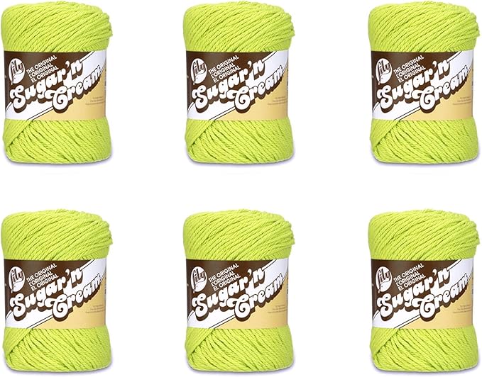 Lily Sugar'n Cream Cotton Yarn for Dishcloths Hot Green 6-Pack