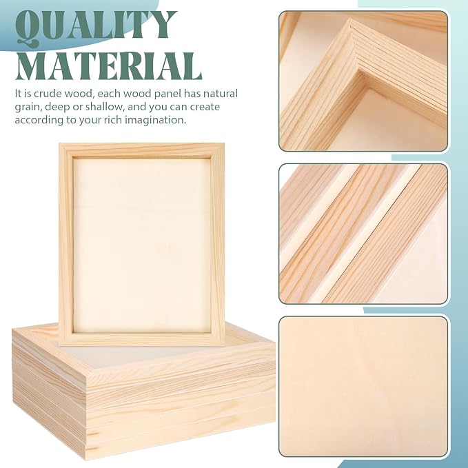 FSWCCK 6 Pack 8 x 10’’ Wooden Panel Boards, 0.79’’ Deep Unfinished Wood Canvas Panels for Crafts, Painting Canvas, DIY Art Projects, Pouring Arts