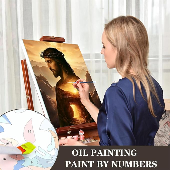 cviokrdu Jesus Paint by Numbers Kit for Adults - Christians Adult Paint by Number Kits on Canvas, Religion DIY Oil Painting for Gift Home Wall Decor (16x20inch)