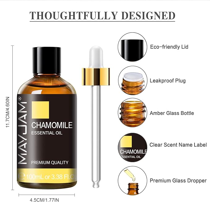 MAYJAM Chamomile Essential Oil for Diffuser Soap Candle Making, 3.38FL.OZ