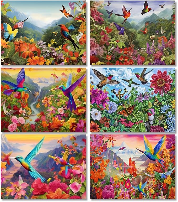 DOTSOPS 6 Pcs Flowers Bird Diamond Painting Kits Art Adults Painting Kits | Crafts DIY 5D Diamond Art Packs Kits,Full for Adults,Beginner Home Wall Decoration Gift 11.8 x 15.7 Inches