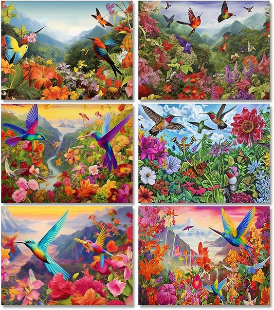 DOTSOPS 6 Pcs Flowers Bird Diamond Painting Kits Art Adults Painting Kits | Crafts DIY 5D Diamond Art Packs Kits,Full for Adults,Beginner Home Wall Decoration Gift 11.8 x 15.7 Inches