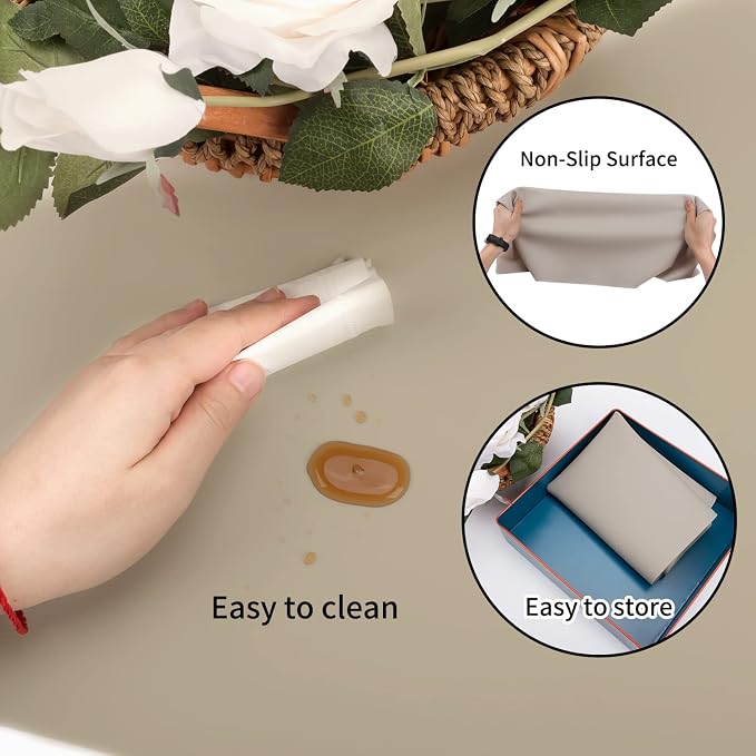 Extra Large Silicone Mat, Kitchen Counter Mat Placemats for Kids Silicone Mats for Countertop, Nonstick Silicone Table Mat for Pastry Crafts Baking Heat-Resistant Silicone Pad, 27.6'' x 15.7'' 1 Pack
