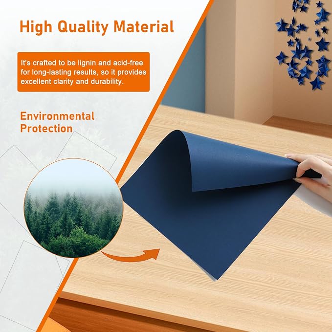 Guakicae 40 Sheets Navy Blue Cardstock 8.5 x 11 Copy Paper 200gsm/75lb