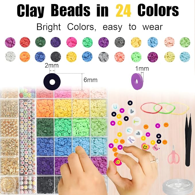 YMSDZHL 7100PCS 48 Color Polymer Clay Beads Friendship Bracelet Making Kit