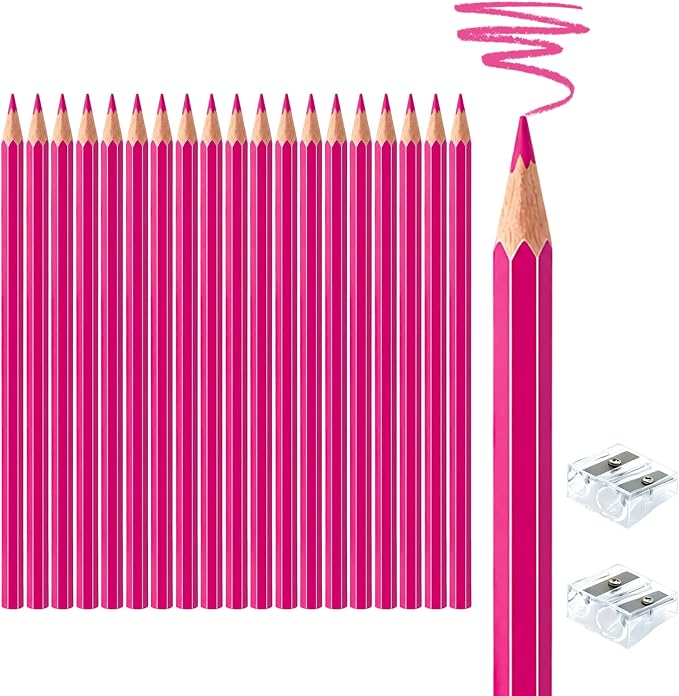 20 PCS Pink Colored Pencils, Pre-sharpened Professional Wooden Art Pencils Set for Artists Painting | Premium Drawing Sketching Supplies