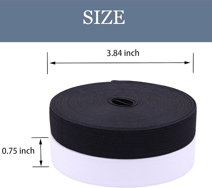 XKDOUS Elastic Band for Sewing, 0.75 Inch 16 Yards,2 Roll,Black and White