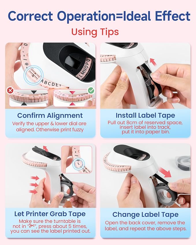 Zodzi Label Maker Embossing Label Maker for Scrapbook Junk Journal Supplies | Label Maker Machine with Tapes for DIY Crafts,Journal Supplies,Old School Embosser with 3 Rolls 3D Labeler Waterproof Tapes