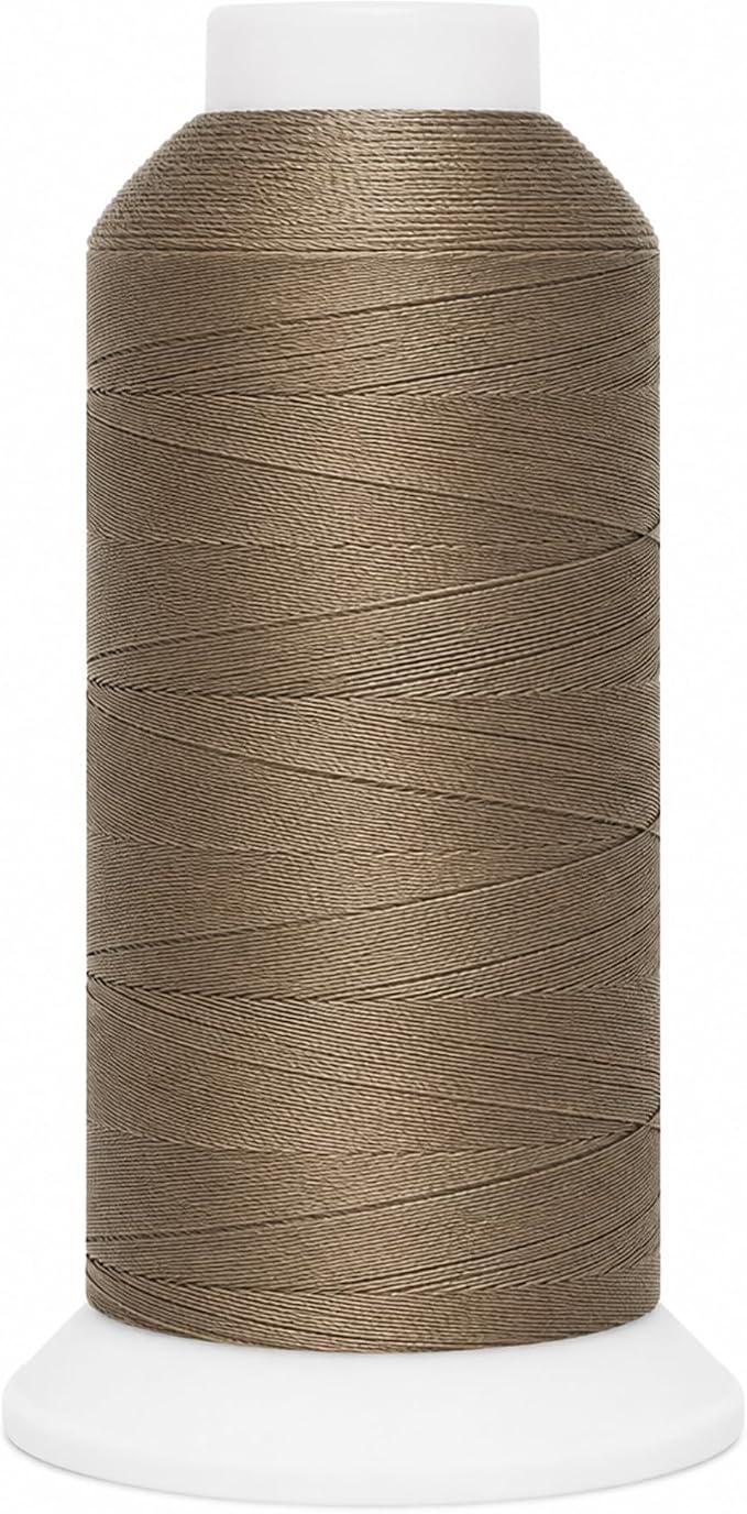 Mandala Crafts Dark Beige Tex 70 Polyester Heavy Duty Thread for Upholstery | 1500 Yds T70 UV Resistant Strong Thread for Leather Sewing, Marine, Drapery, Jeans, Hair Weaving & Extension, Outdoor