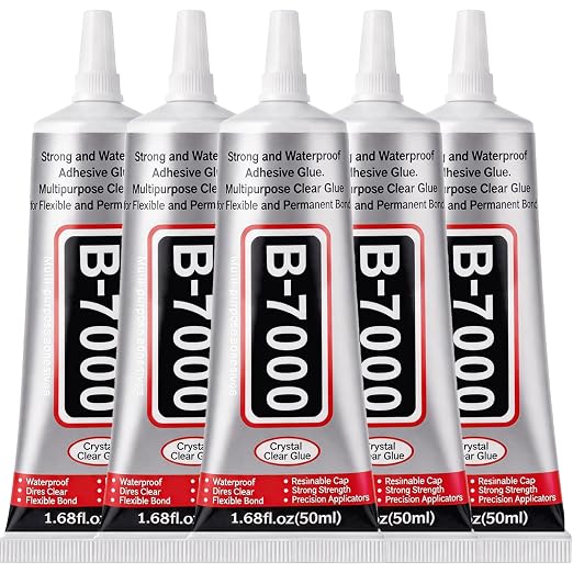 B7000 Glue Clear with Precision Tip for Rhinestones, 5Pcs 50mL/1.68 fl oz | Strong Adhesive Jewelry Bead Gem Glue, Quick Dry Bedazzling Glue for Jewelry Making Repair Fabric Clothes Shoes DIY Crafts