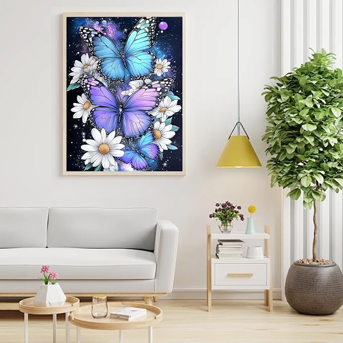 Ycydilirab Butterfly 5D Diamond Painting for Adults-Flower Diamond Art,Butterfly Gem Painting Perfect for Relaxation and Home Wall Decor 12x16inch