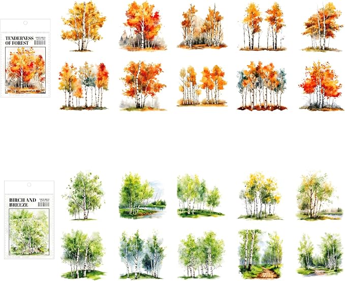 120 Pieces Botanical Tree-Themed PET Sticker