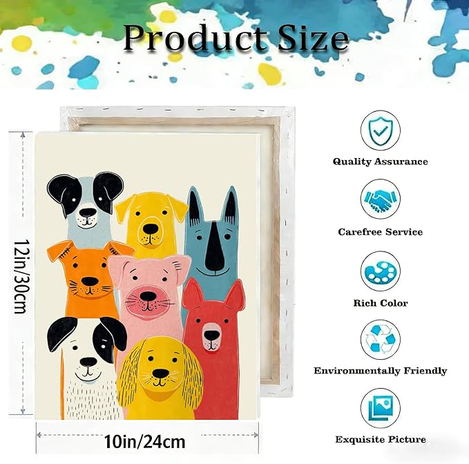 TCDZMYGS Dog Paint by Numbers Kit for Adults Beginner,Easy Dog Adult Paint by Number Kits on Canvas with Frame,DIY Acrylic Oil Painting by Numbers Kits for Home Wall Decor 10x12 inch