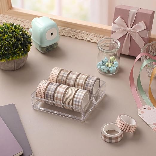 12 Rolls Floral Washi Tape Set,Retro,Plaid | Watercolor Flowers Design for Scrapbook Journal DIY Craft School Supplies, 15 mm Vintage Decorative Masking Washi Tapes