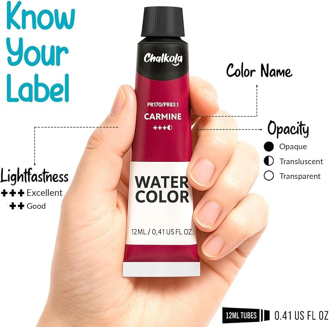 Chalkola 64 Water Color Paint Set for Adults, Kids & Professional Artists | 64 Watercolor Paint Tubes (12ml, 0.4oz), 10 Painting Brushes, 1 Palette & 20 WaterColor Pad - Vibrant Art Painting Supplies
