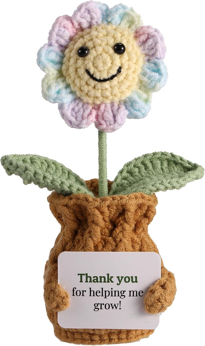 Teacher Appreciation Gifts Thank You for Helping Me Grow! Handmade Positive Sunflower Crochet Gifts for Women Thank You End of Year Graduation Teacher Gifts from Student